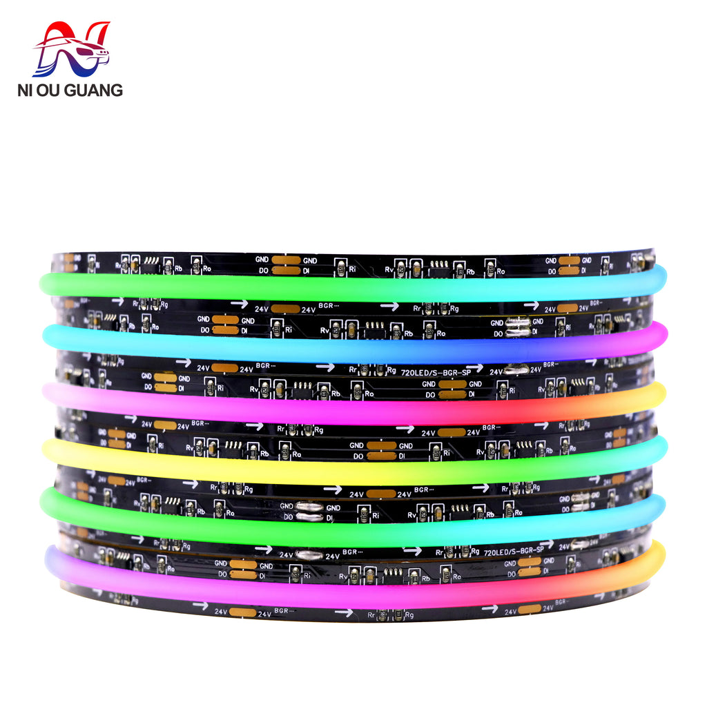 COB RGBIC LED Strip WS2812B: 720 Addressable RGB Pixels Full Color 10mm 12-24V High Density, Flexible FOB WS2811 COB LED Lights
