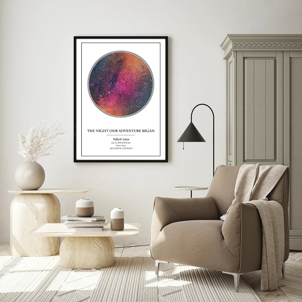 Personalized Star Map Poster Birth Marriage Gift Custom Art Print Canvas Painting Night Sky Wall Picture Bedroom Home Decor