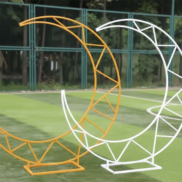 Wedding Arch Backdrop Stand Wrought Iron Half Moon Flower Balloon Frame for Baby Shower Birthday Holiday Graduation Decoration