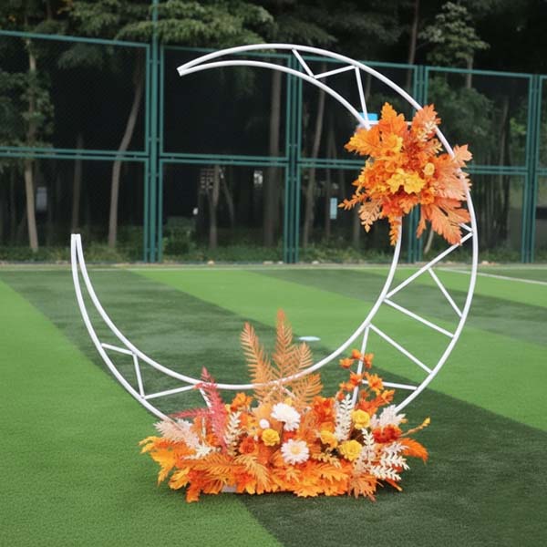 Wedding Arch Backdrop Stand Wrought Iron Half Moon Flower Balloon Frame for Baby Shower Birthday Holiday Graduation Decoration