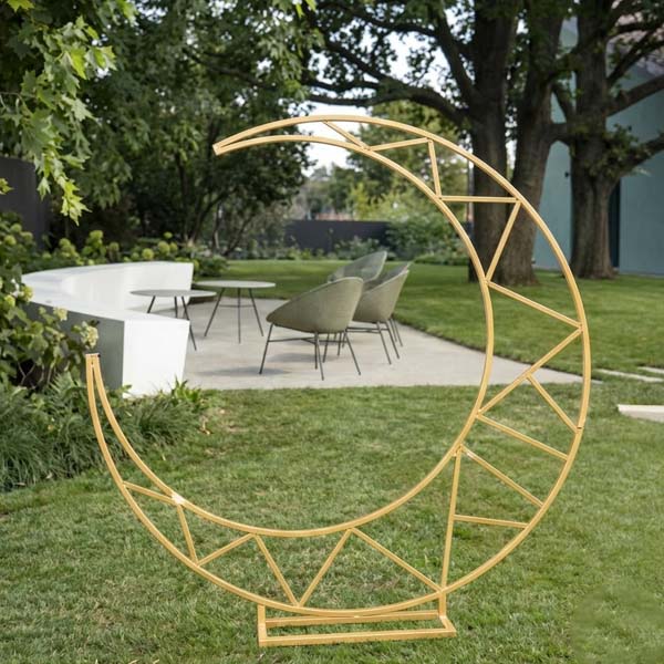Wedding Arch Backdrop Stand Wrought Iron Half Moon Flower Balloon Frame for Baby Shower Birthday Holiday Graduation Decoration