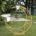 Wedding Arch Backdrop Stand Wrought Iron Half Moon Flower Balloon Frame for Baby Shower Birthday Holiday Graduation Decoration