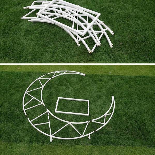 Wedding Arch Backdrop Stand Wrought Iron Half Moon Flower Balloon Frame for Baby Shower Birthday Holiday Graduation Decoration
