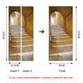 Medieval Stone Hutongs DIY Door Wall Sticker Home Decor Living Room Children Room Bedroom Art Mural Self-adhesive PVC Wallpaper