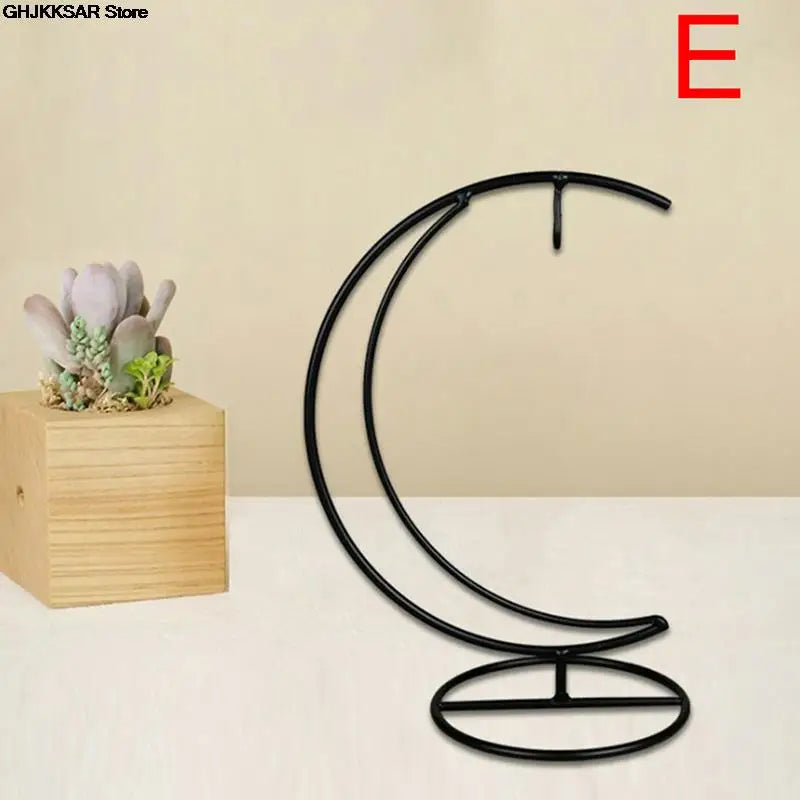 1PC Creative Heart/Moon Shaped Iron Hanging Holder Plant Glass Vase Stand