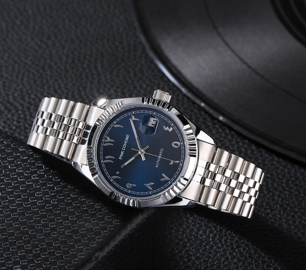 Luxury Timepieces Hours Arabic Watch Automatic Self-Wind Solid 316L Steel Waterproof Arabe Wristwatch Islam Montre Mecanique