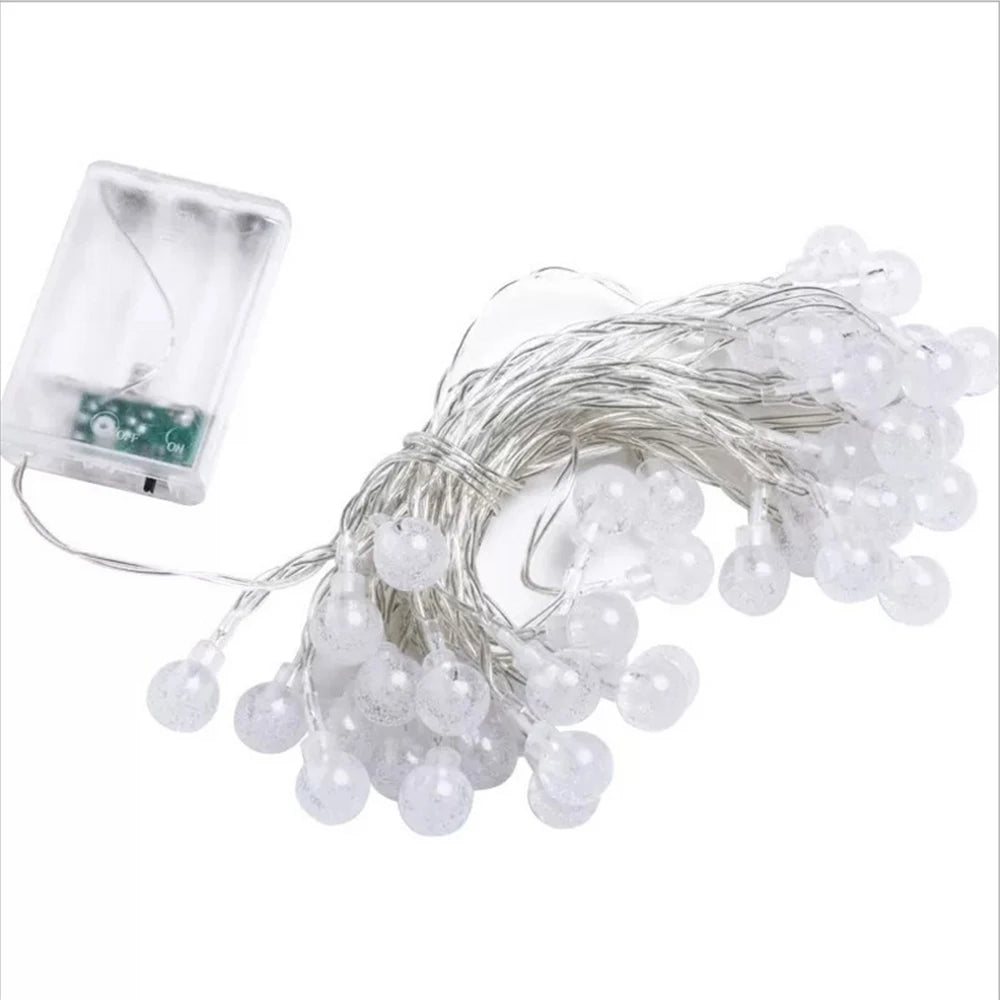 1.5M 3M 6M LED Crystal Ball Garland String Lights Flash Indoor Holiday Lamp 10/20/40 LED Fairy Lights Battery/USB Operated