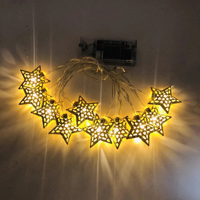 Moon Star Led String Lights EID Mubarak Ramadan Kareem Decoration For Home Islam Muslim Event Party Supplies Eid Al-Fitr Decor