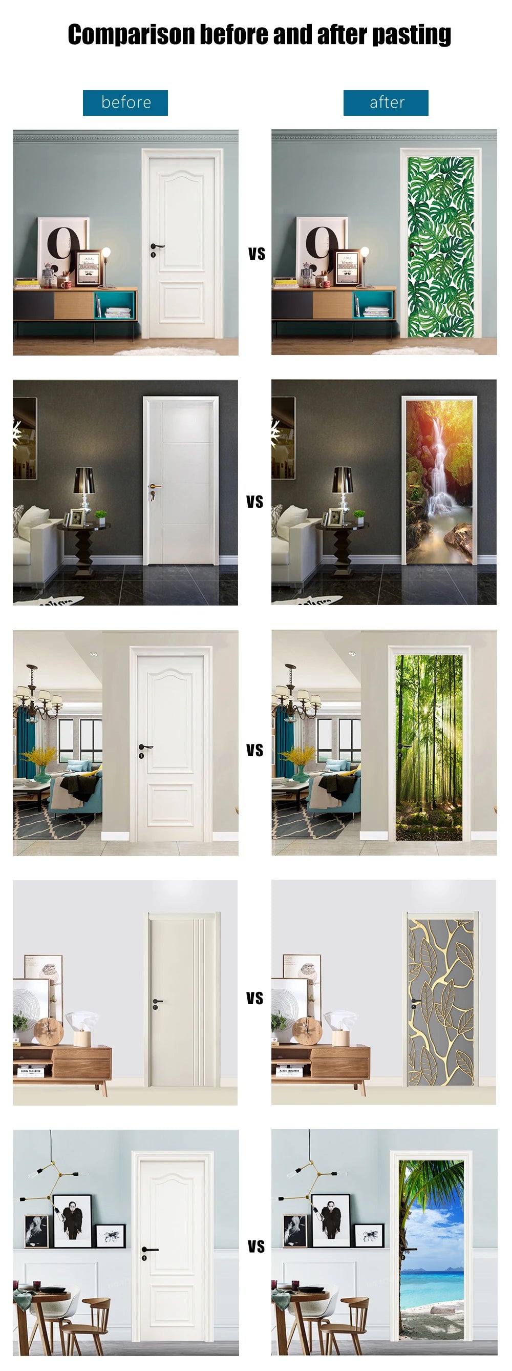 Medieval Stone Hutongs DIY Door Wall Sticker Home Decor Living Room Children Room Bedroom Art Mural Self-adhesive PVC Wallpaper