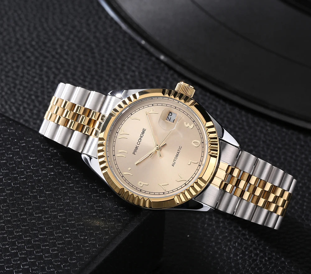 Luxury Timepieces Hours Arabic Watch Automatic Self-Wind Solid 316L Steel Waterproof Arabe Wristwatch Islam Montre Mecanique