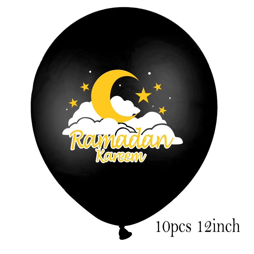 10pcs EID MUBARAK Decor Balloons Ramadan and Eid Decoration Muslim Islamic Decor Gold Balloon Ramadan Mubarak DIY Party Supplies