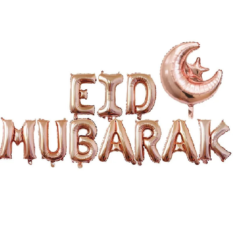 Eid Mubarak Balloons Ramadan Decoration 2024 Muslim Hajj Decor Ramadan Kareem Festival Banner Star Moon Foil Balloon