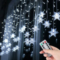 Battery/USB Operated Snowflake Curtain LED String Lights, Indoor & Outdoor Decor, 2024 Christmas Holiday Party Lighting, Wedding Decoration