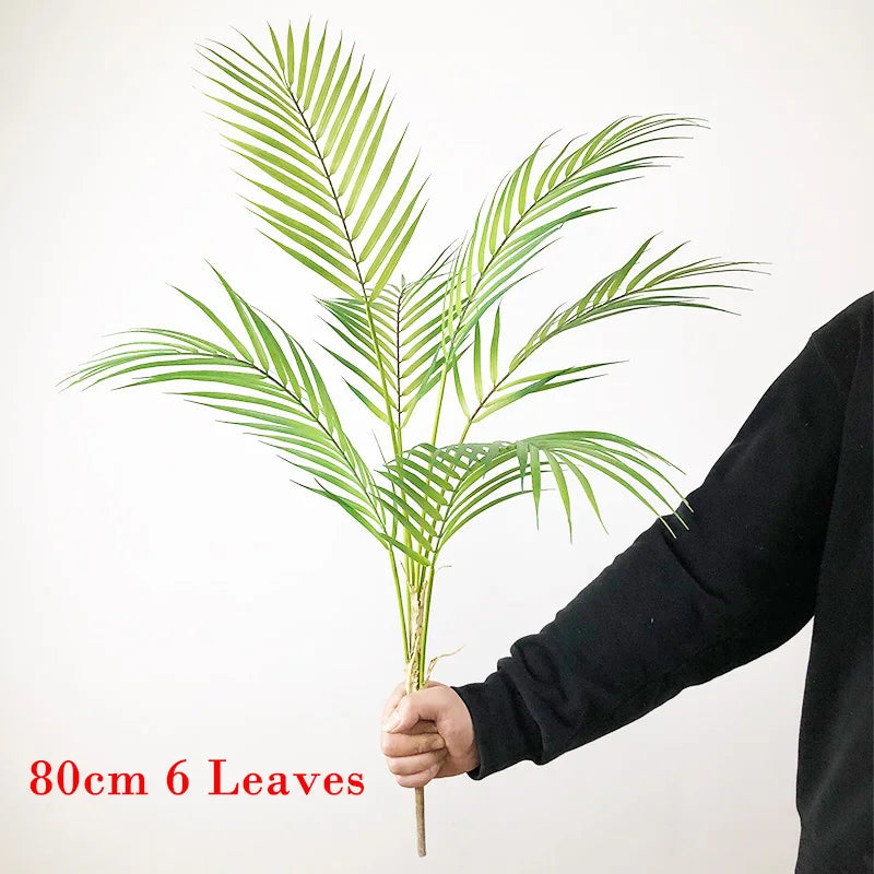 80-98cm Large Artificial Palm Tree Tropical Plants Fake Monstera Tall Potted Tree Plastic Leaves For Home Wedding Outdoor Decor