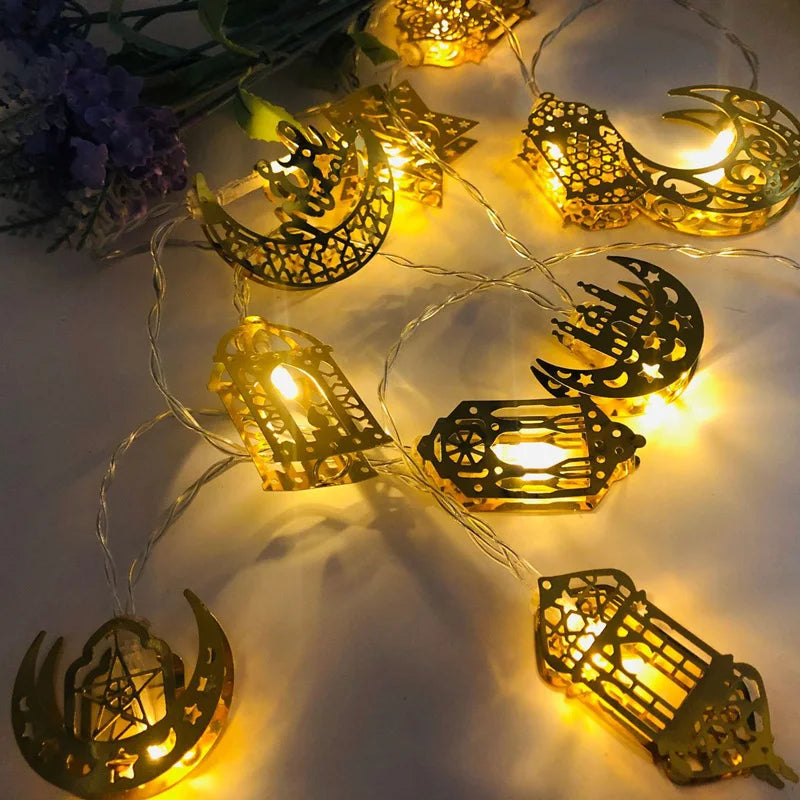 Moon Star Led String Lights EID Mubarak Ramadan Kareem Decoration For Home Islam Muslim Event Party Supplies Eid Al-Fitr Decor