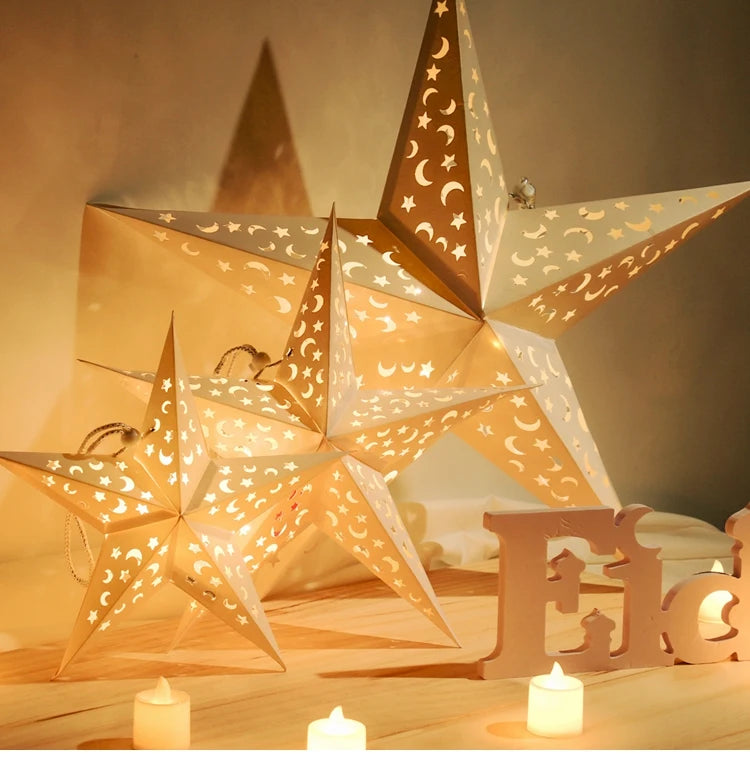 Eid Mubarak Hollow Out Star Hanging Pendant Christmas Ramadan Decor For Home Islam Muslim Party Mubarak Eid Al Adha Kareem