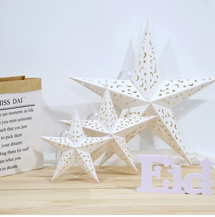Eid Mubarak Hollow Out Star Hanging Pendant Christmas Ramadan Decor For Home Islam Muslim Party Mubarak Eid Al Adha Kareem