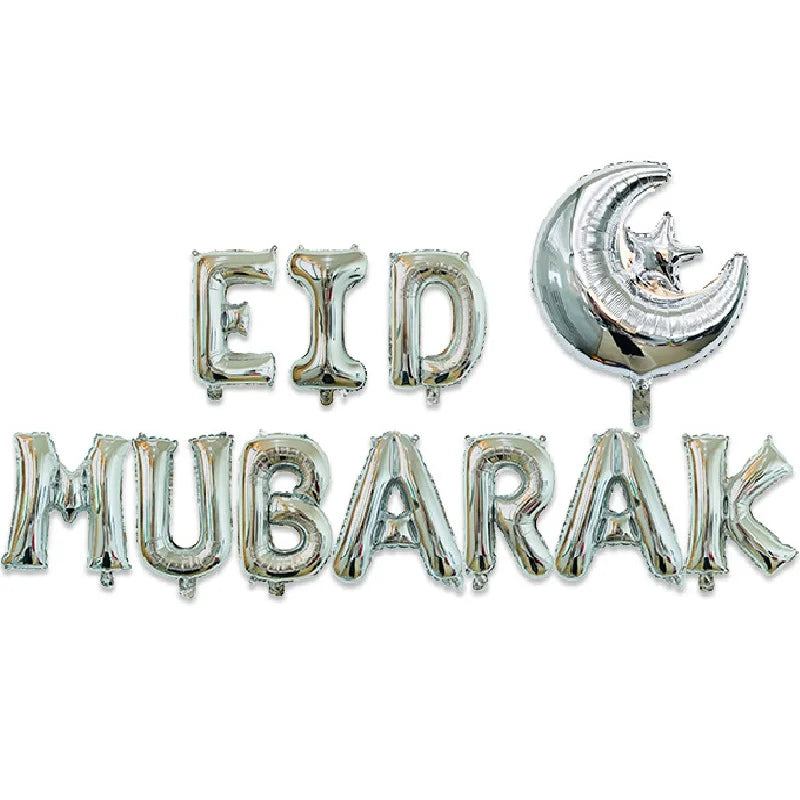 Eid Mubarak Balloons Ramadan Decoration 2024 Muslim Hajj Decor Ramadan Kareem Festival Banner Star Moon Foil Balloon