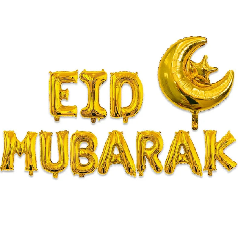 Eid Mubarak Balloons Ramadan Decoration 2024 Muslim Hajj Decor Ramadan Kareem Festival Banner Star Moon Foil Balloon