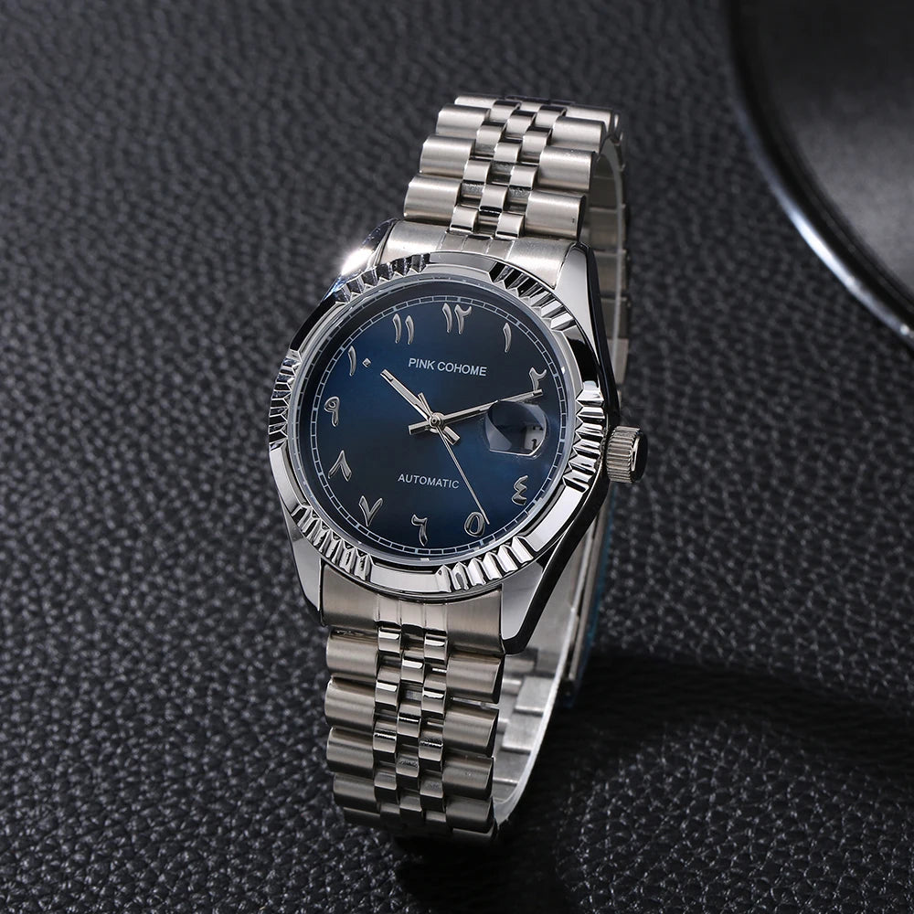 Luxury Timepieces Hours Arabic Watch Automatic Self-Wind Solid 316L Steel Waterproof Arabe Wristwatch Islam Montre Mecanique