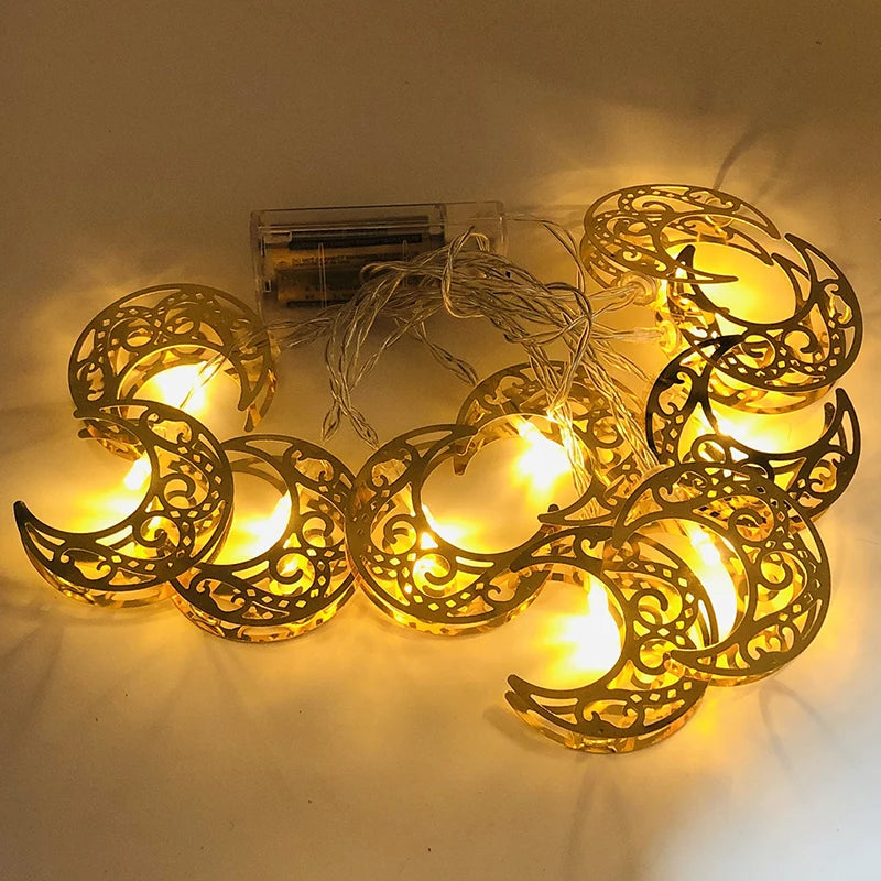 Moon Star Led String Lights EID Mubarak Ramadan Kareem Decoration For Home Islam Muslim Event Party Supplies Eid Al-Fitr Decor