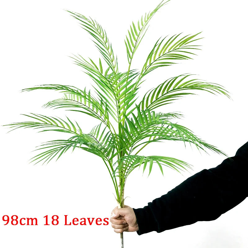 80-98cm Large Artificial Palm Tree Tropical Plants Fake Monstera Tall Potted Tree Plastic Leaves For Home Wedding Outdoor Decor