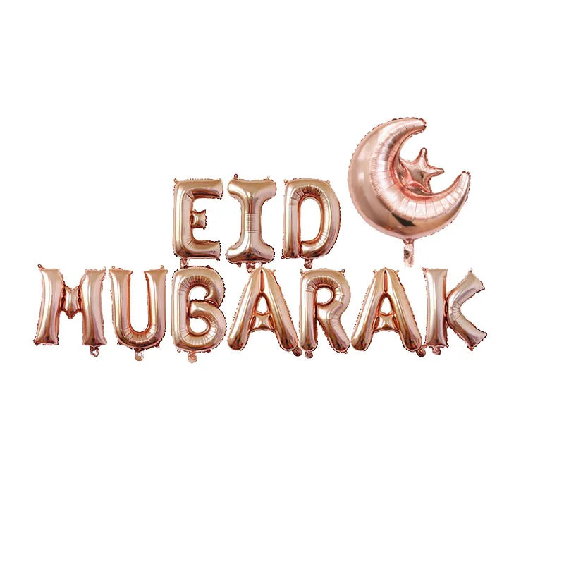 Eid Mubarak Balloons Ramadan Decoration 2024 Muslim Hajj Decor Ramadan Kareem Festival Banner Star Moon Foil Balloon