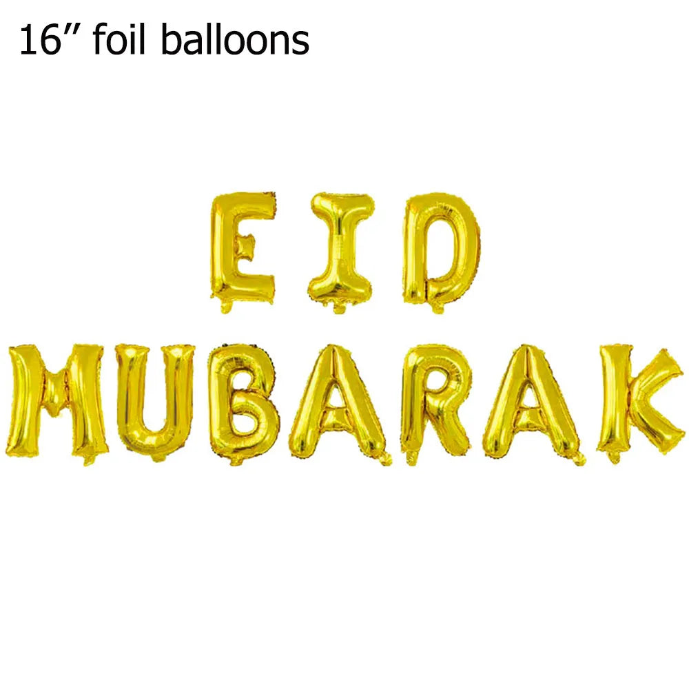 Eid Munarak Balloon Set Gold Foil Latex Balloons for Muslim Festival Home DIY Decoration Ramadan Kareem Party Ballon Globos