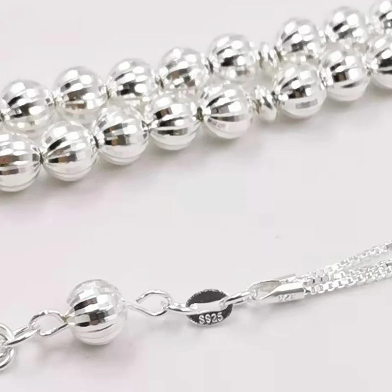 100% Real 925 sterling silvers Tasbih pure silvers Rosary 33beads Muslim bracelet islamic Ramadan Eid gift turky Jewelry