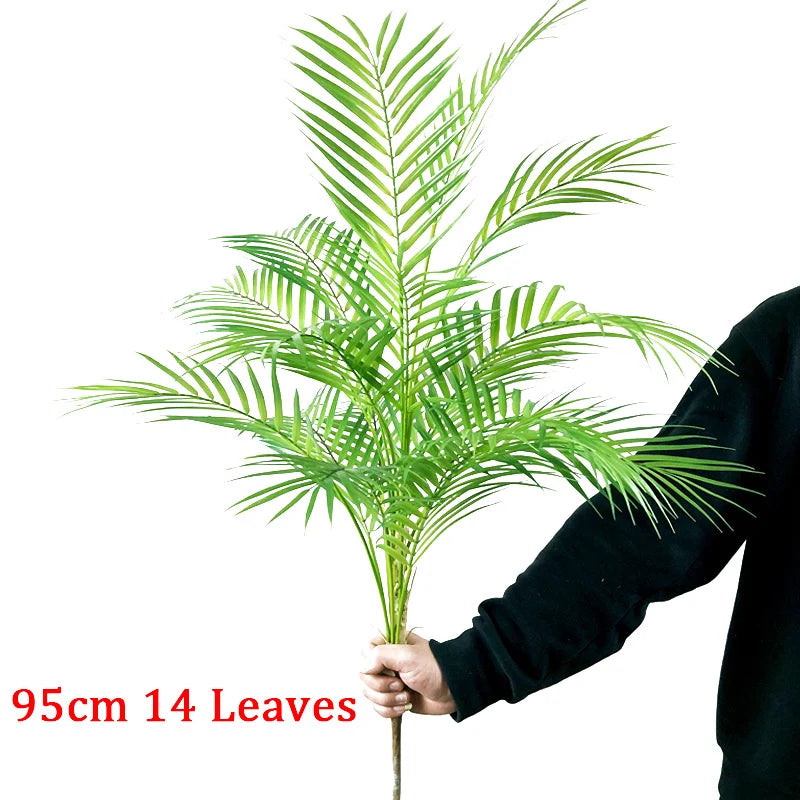 80-98cm Large Artificial Palm Tree Tropical Plants Fake Monstera Tall Potted Tree Plastic Leaves For Home Wedding Outdoor Decor