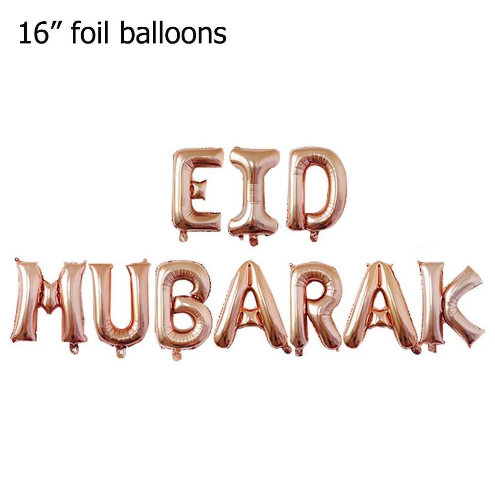 Eid Munarak Balloon Set Gold Foil Latex Balloons for Muslim Festival Home DIY Decoration Ramadan Kareem Party Ballon Globos