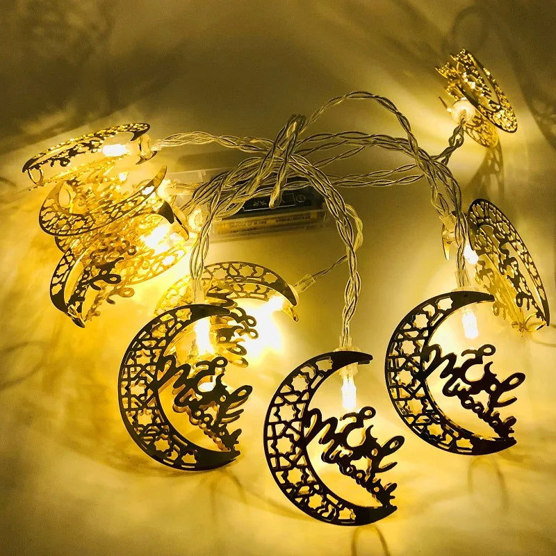Moon Star Led String Lights EID Mubarak Ramadan Kareem Decoration For Home Islam Muslim Event Party Supplies Eid Al-Fitr Decor