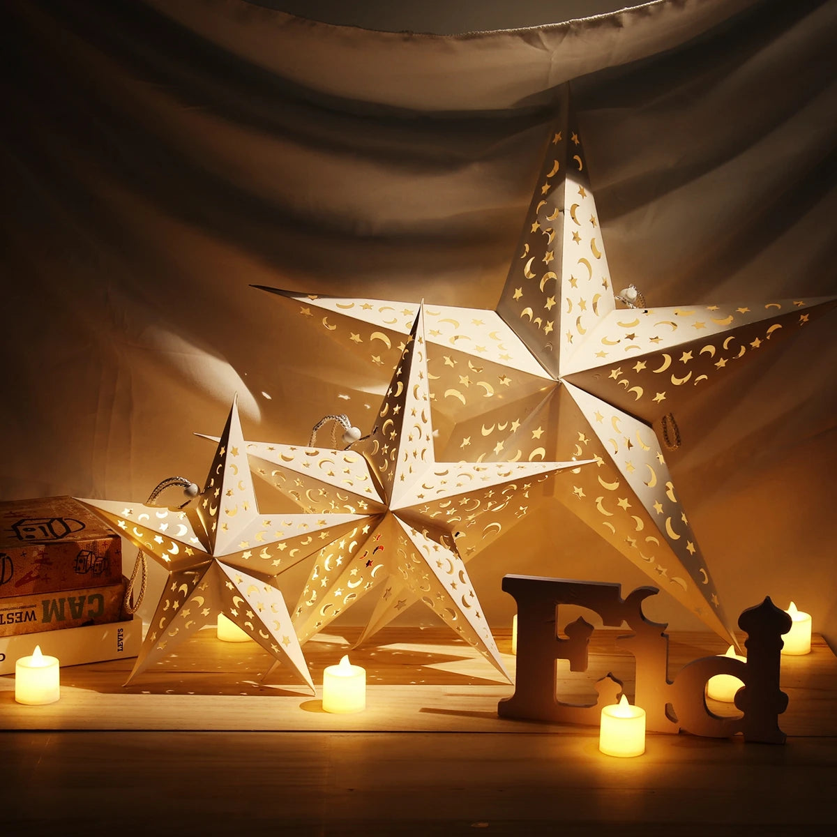 Eid Mubarak Hollow Out Star Hanging Pendant Christmas Ramadan Decor For Home Islam Muslim Party Mubarak Eid Al Adha Kareem