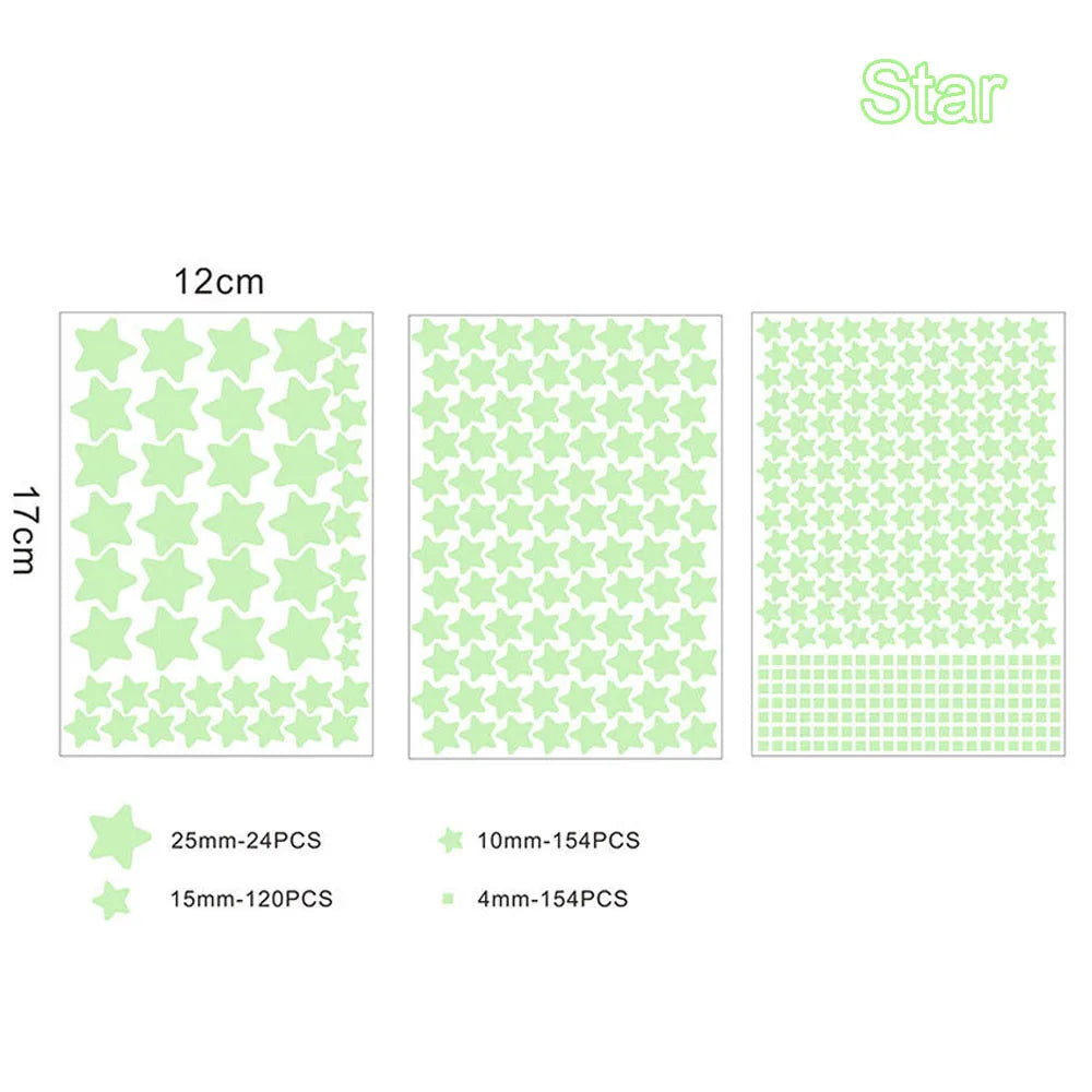 1Set 3D Bubble Stars Moon Dots Self-adhesive Luminous Wall Sticker Kids Bedroom DIY Decal Glow In Dark Fluorescent Decoration