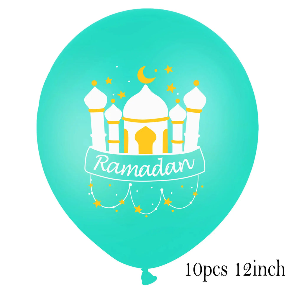 10pcs EID MUBARAK Decor Balloons Ramadan and Eid Decoration Muslim Islamic Decor Gold Balloon Ramadan Mubarak DIY Party Supplies