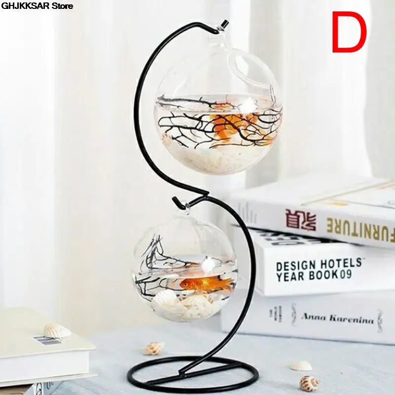 1PC Creative Heart/Moon Shaped Iron Hanging Holder Plant Glass Vase Stand
