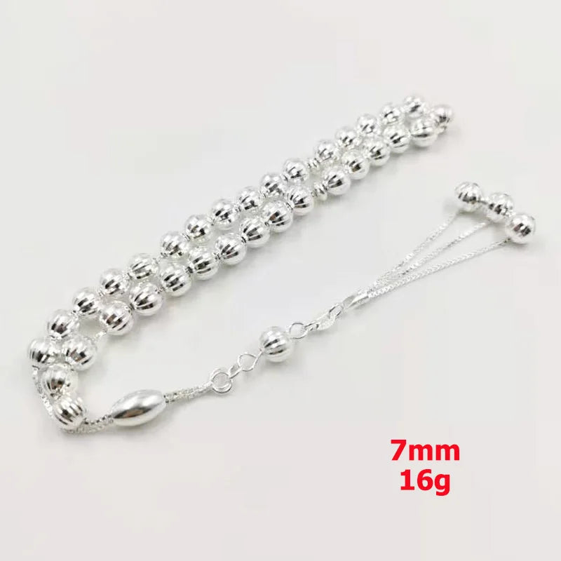 100% Real 925 sterling silvers Tasbih pure silvers Rosary 33beads Muslim bracelet islamic Ramadan Eid gift turky Jewelry