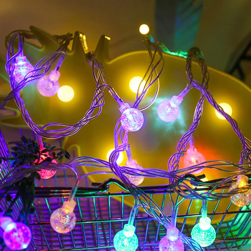 1.5M 3M 6M LED Crystal Ball Garland String Lights Flash Indoor Holiday Lamp 10/20/40 LED Fairy Lights Battery/USB Operated
