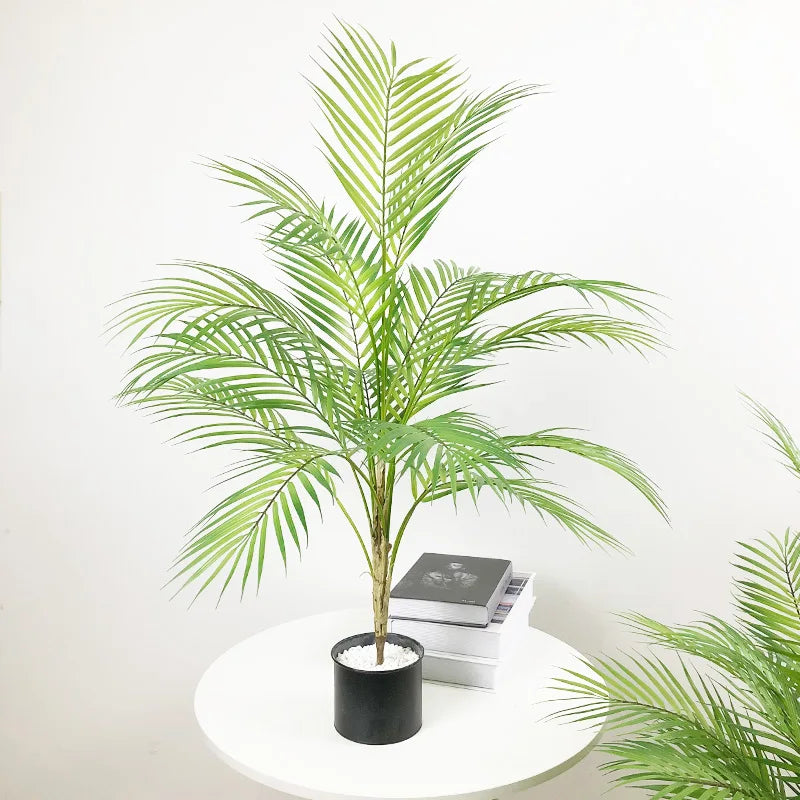 80-98cm Large Artificial Palm Tree Tropical Plants Fake Monstera Tall Potted Tree Plastic Leaves For Home Wedding Outdoor Decor