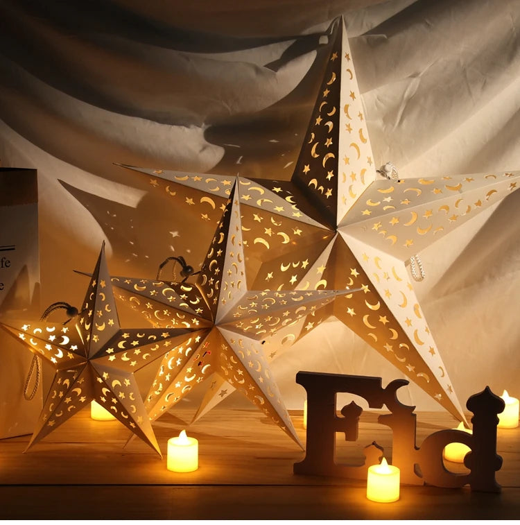Eid Mubarak Hollow Out Star Hanging Pendant Christmas Ramadan Decor For Home Islam Muslim Party Mubarak Eid Al Adha Kareem