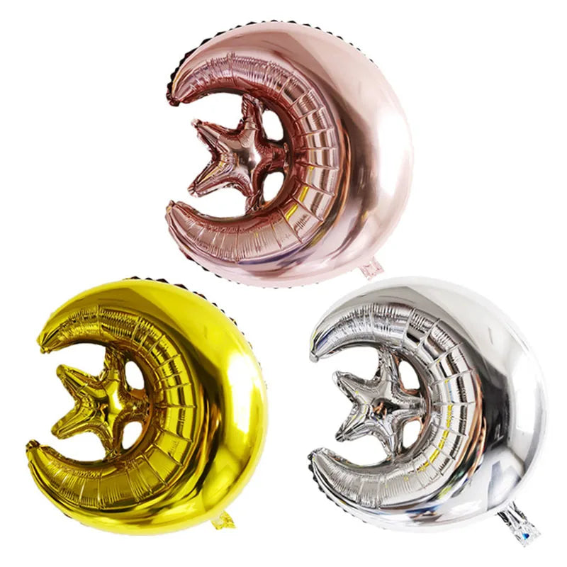1Pcs Ramadan Mubarak Decoration Star Moon Foil Balloons Eid Mubarak Balloons Set Muslim Islamic Festival Party Decoration