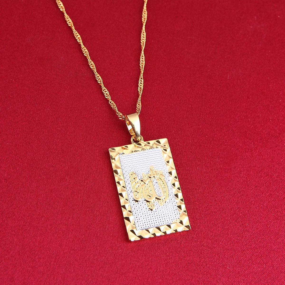 24K Gold Color Islamic Allah Pendant Necklace Religious Muslim Chain Jewelry