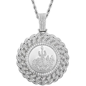 925 Sterling Silver Muslim Islam Allah Pendant Necklace Full Crystal Iced Out Chain Necklace Religious For Mens Hip Hop Jewelry</strong><br><br>