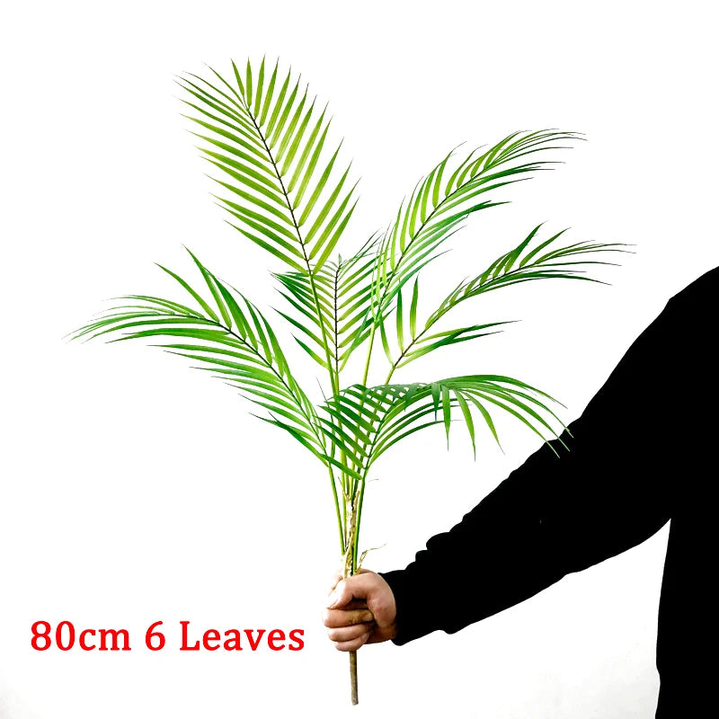 80-98cm Large Artificial Palm Tree Tropical Plants Fake Monstera Tall Potted Tree Plastic Leaves For Home Wedding Outdoor Decor