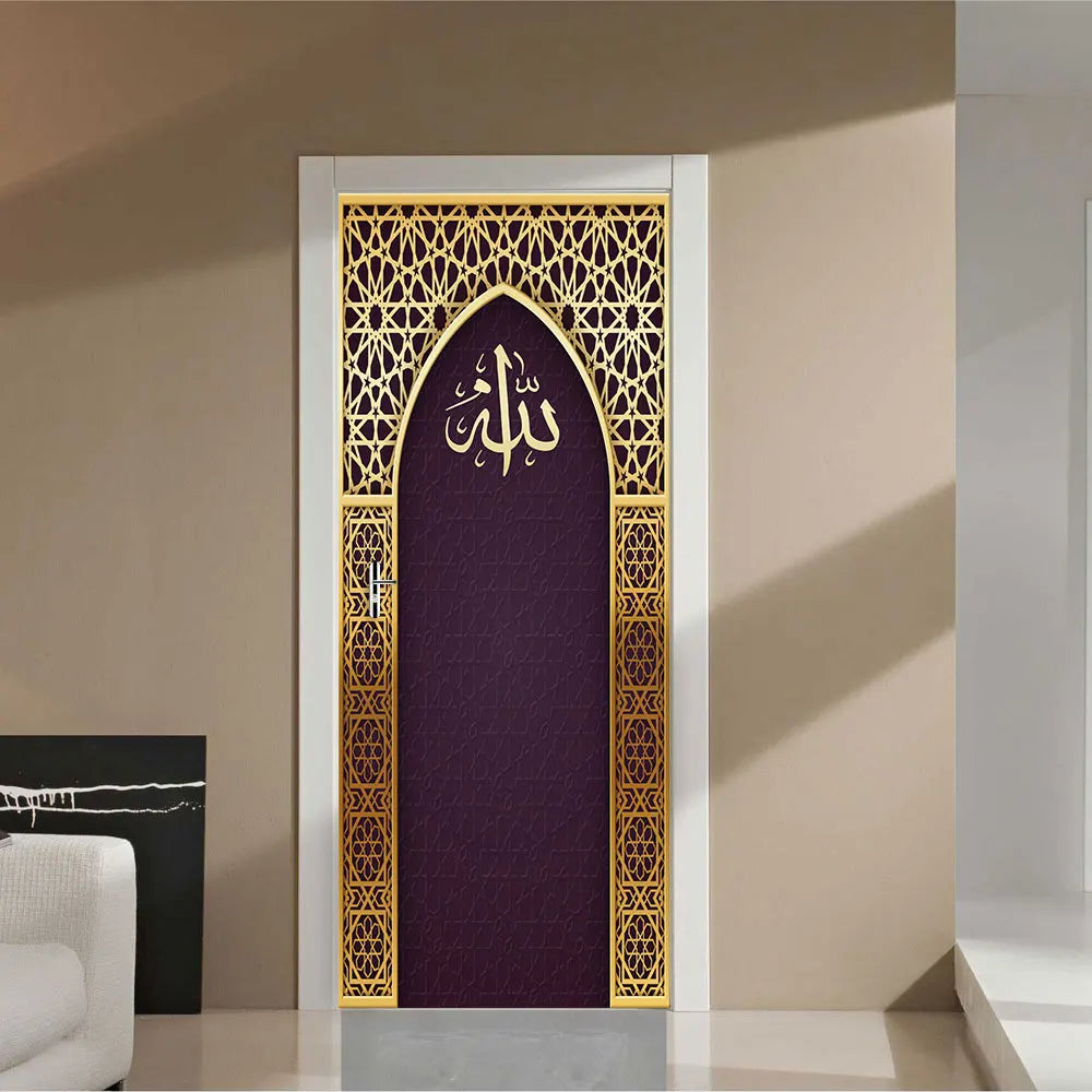 Arabic Style Religious Door frame Papier Peint Mural 3D Home Decor Living Room Door Wall Stickers Peel & Sticker Vinly Wallpaper