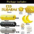 Eid Mubarak Decoration Black Gold Silver Balloons Moon Star Foil Balloon Balloons for Home Outdoor Ramadan Mubarak Eid Ul Fitr