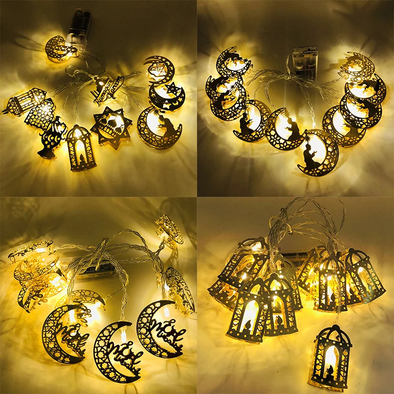 Moon Star Led String Lights EID Mubarak Ramadan Kareem Decoration For Home Islam Muslim Event Party Supplies Eid Al-Fitr Decor