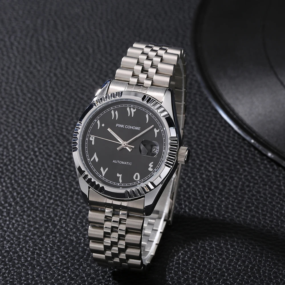 Luxury Timepieces Hours Arabic Watch Automatic Self-Wind Solid 316L Steel Waterproof Arabe Wristwatch Islam Montre Mecanique