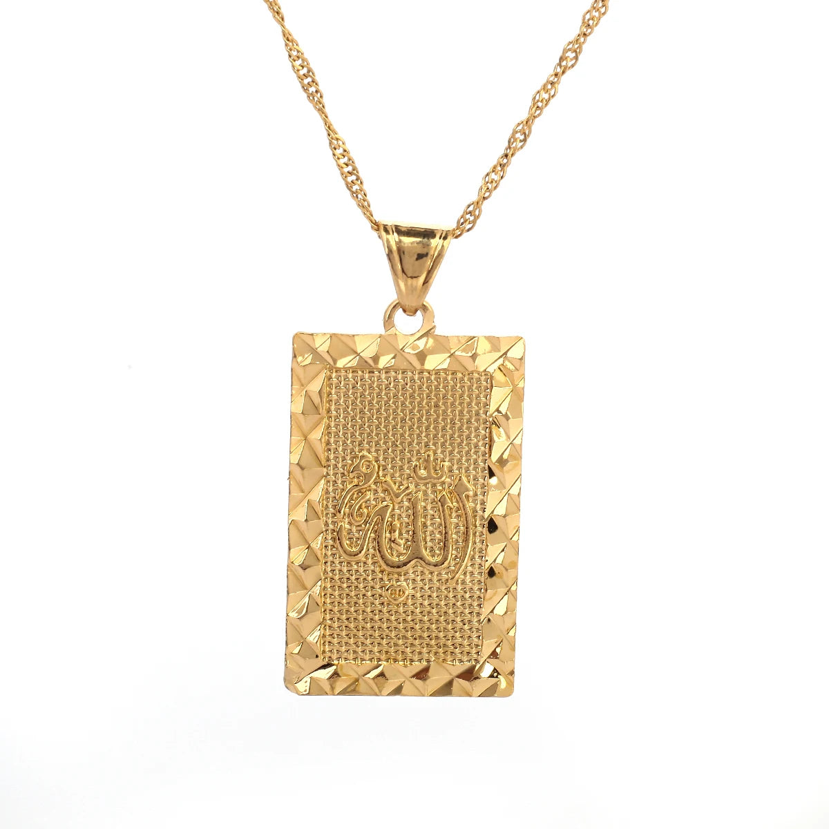 24K Gold Color Islamic Allah Pendant Necklace Religious Muslim Chain Jewelry