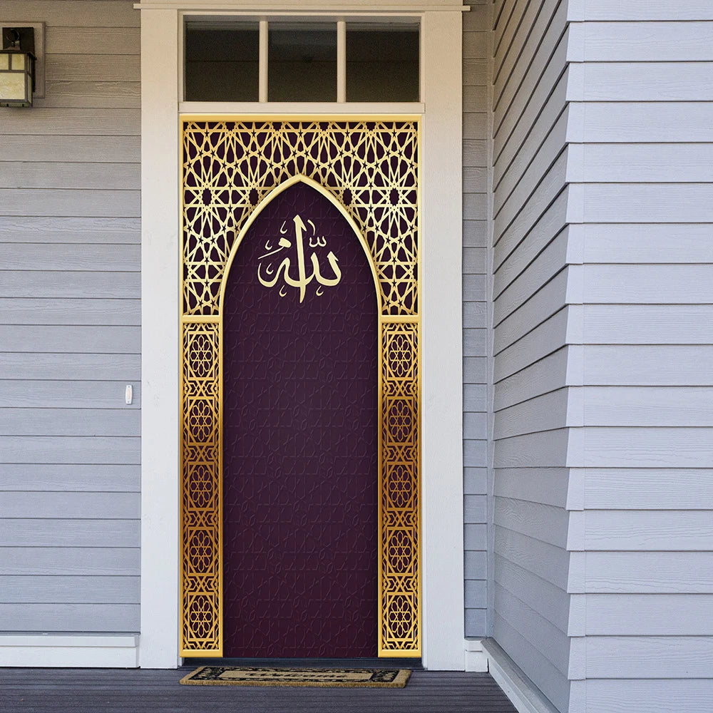 Arabic Style Religious Door frame Papier Peint Mural 3D Home Decor Living Room Door Wall Stickers Peel & Sticker Vinly Wallpaper